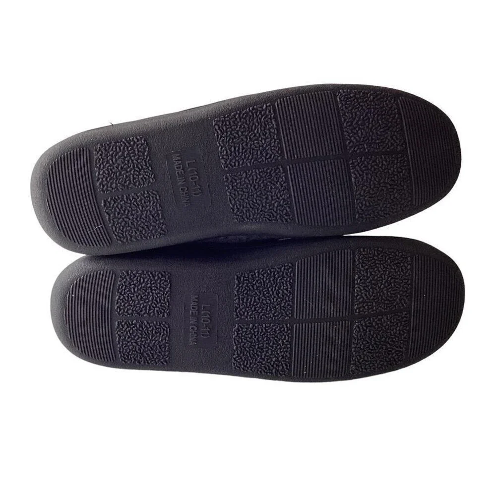 Van Heusen Men's Bert Mens L 10-11 Microsuede Fleece Lined Slippers Vegan Gray